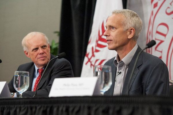 John Hennessy and Brian Kobilka at press conference.