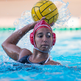 Stanford, CA - April 19, 2014.  Stanford Women's Water Polo vs. Cal in Big Splash at Avery Aquatic Center.