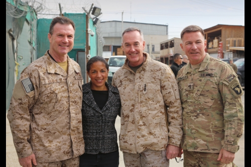 National Security Advisor Susan E. Rice with Generals Kilrain, Dunford and McConville at Bagram Airfield