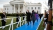 President Barack Obama and First Lady Michelle Obama Walk to Parade Stand