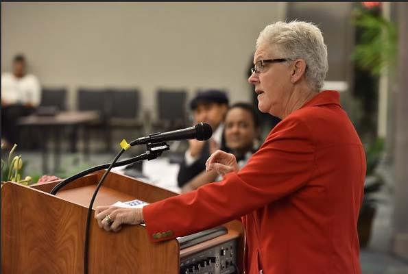 Closeup of Administrator McCarthy speaking at the podium.