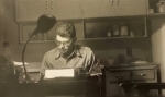 Allen Ginsberg at his typewriter