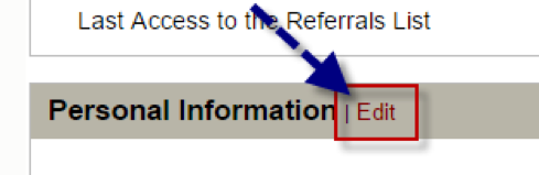 Screenshot from online application showing "Edit" button in personal information section