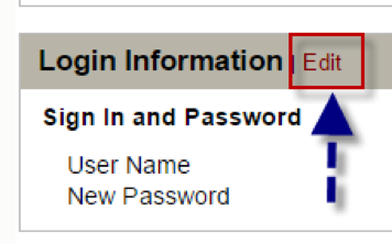 Screenshot from online application showing Login Information section