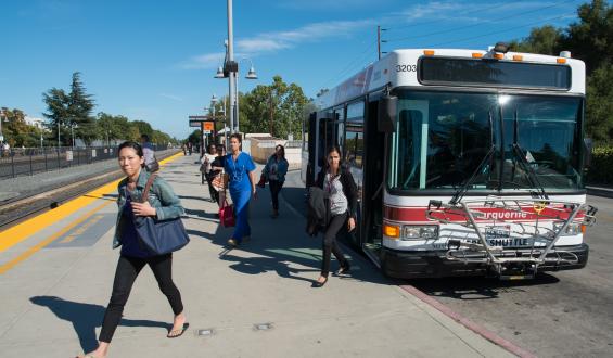 people exiting Marguerite bus