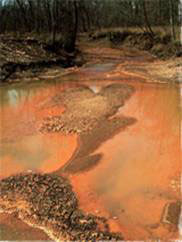 photo of a stream with mine drainage