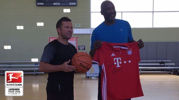 '"Big Game James" Worthy - LA Lakers and @[8245623462:274:NBA]-Legend gets his new team shirt.'