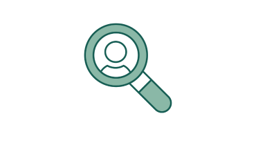 Magnifying glass on person icon