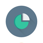 Circular icon of a pie chart with a larger green section and smaller white section