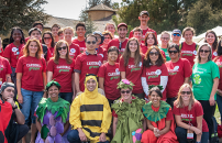 Group wearing Cardinal Green T-shirts at Zero Waste Lunch at 2016 Sustainbility Fair