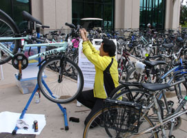Photo of bike maintenance at Wellness Fair