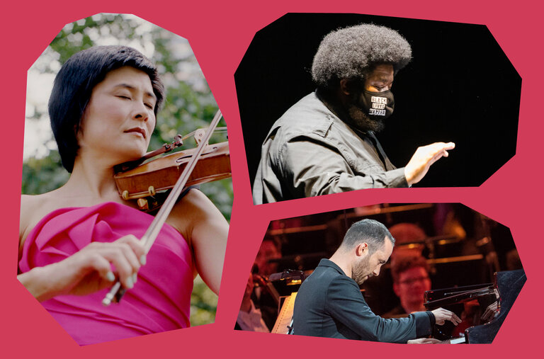 Clockwise from left: the violinist Jennifer Koh, the composer Tyshawn Sorey and the pianist Igor Levit.