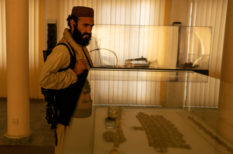 A Taliban fighter, Mansoor Zulfiqar, visited the National Museum of Afghanistan in Kabul earlier this month.