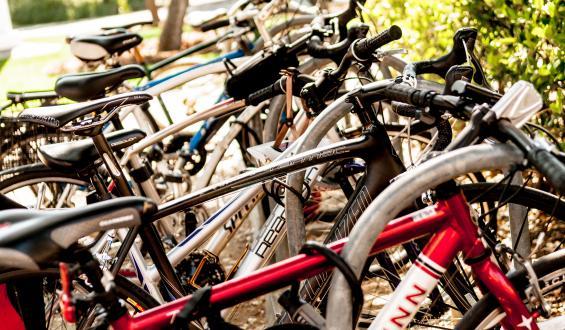 view of bikes on rack